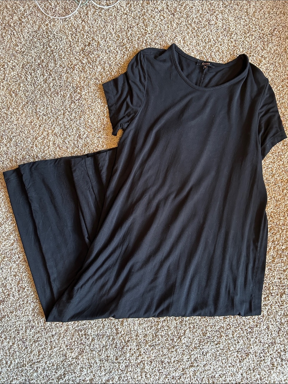 Quince Black Short-Sleeve Maxi Dress NURSING COMPATIBLE